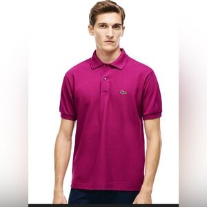 Lacoste Classic Polo Shirt Men’s Size 5 Large Cotton Crocodile Logo in Magenta